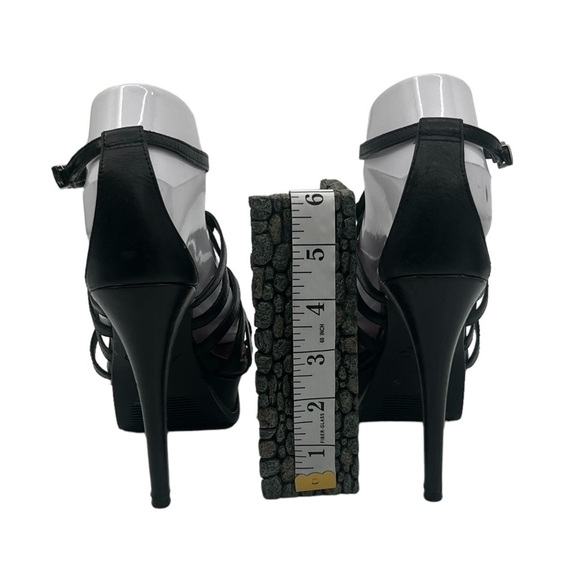 Aldo Black Strappy Platform Stiletto Heels Size 37 Women’s - Picture 7 of 8